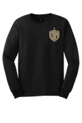 DM Black L/S Tee w/ Tan Shield Front Only