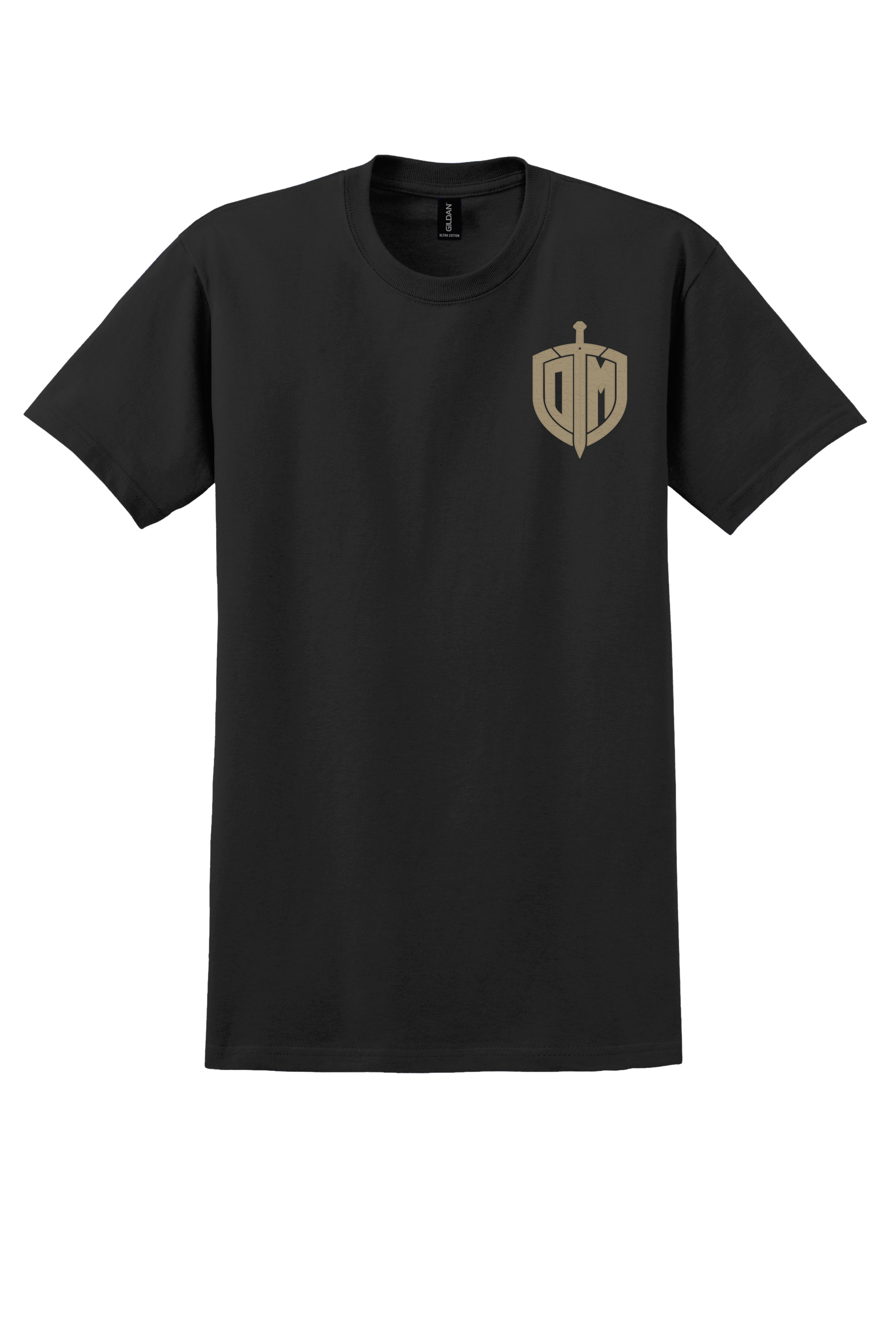 DM Black Tee w/ Tan Shield Front Only