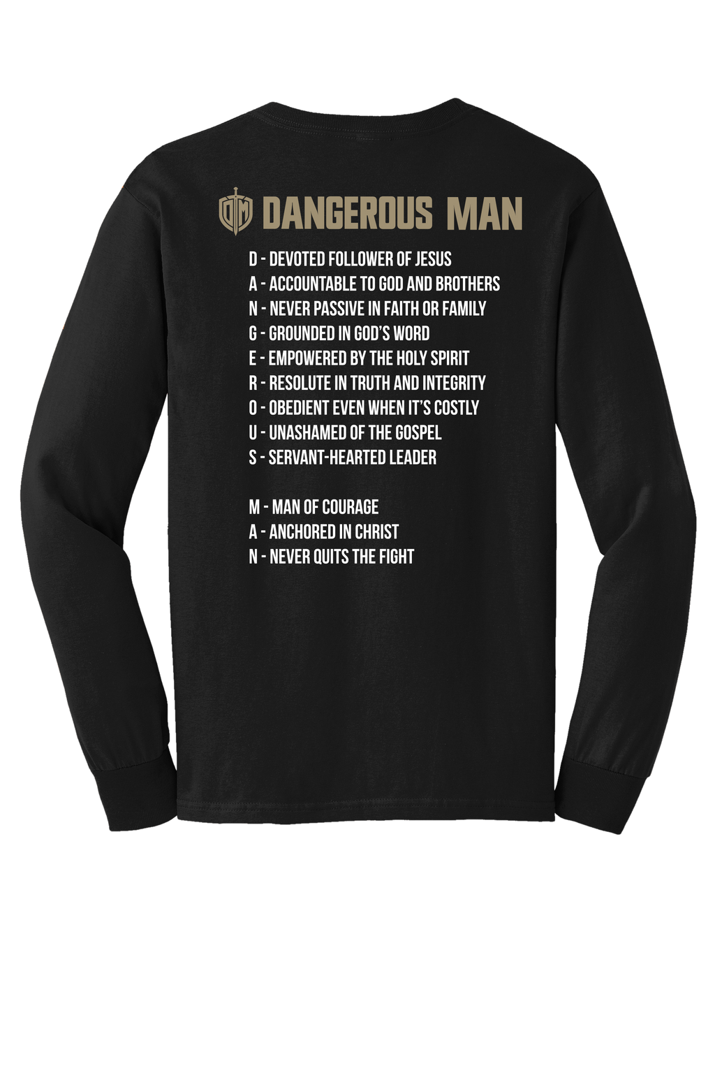 DM Black L/S Tan Acrostic T-shirt