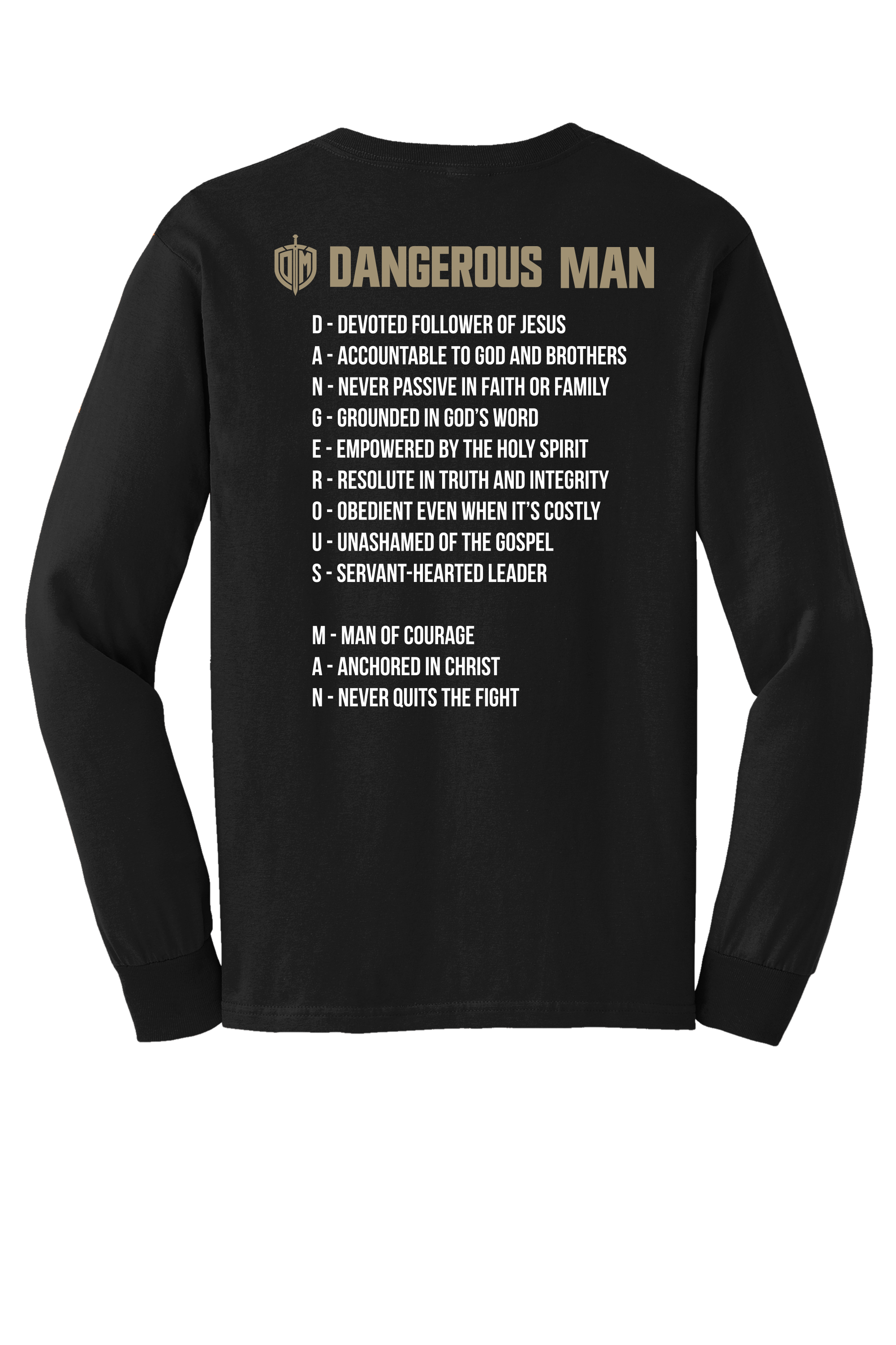 DM Black L/S Tan Acrostic T-shirt