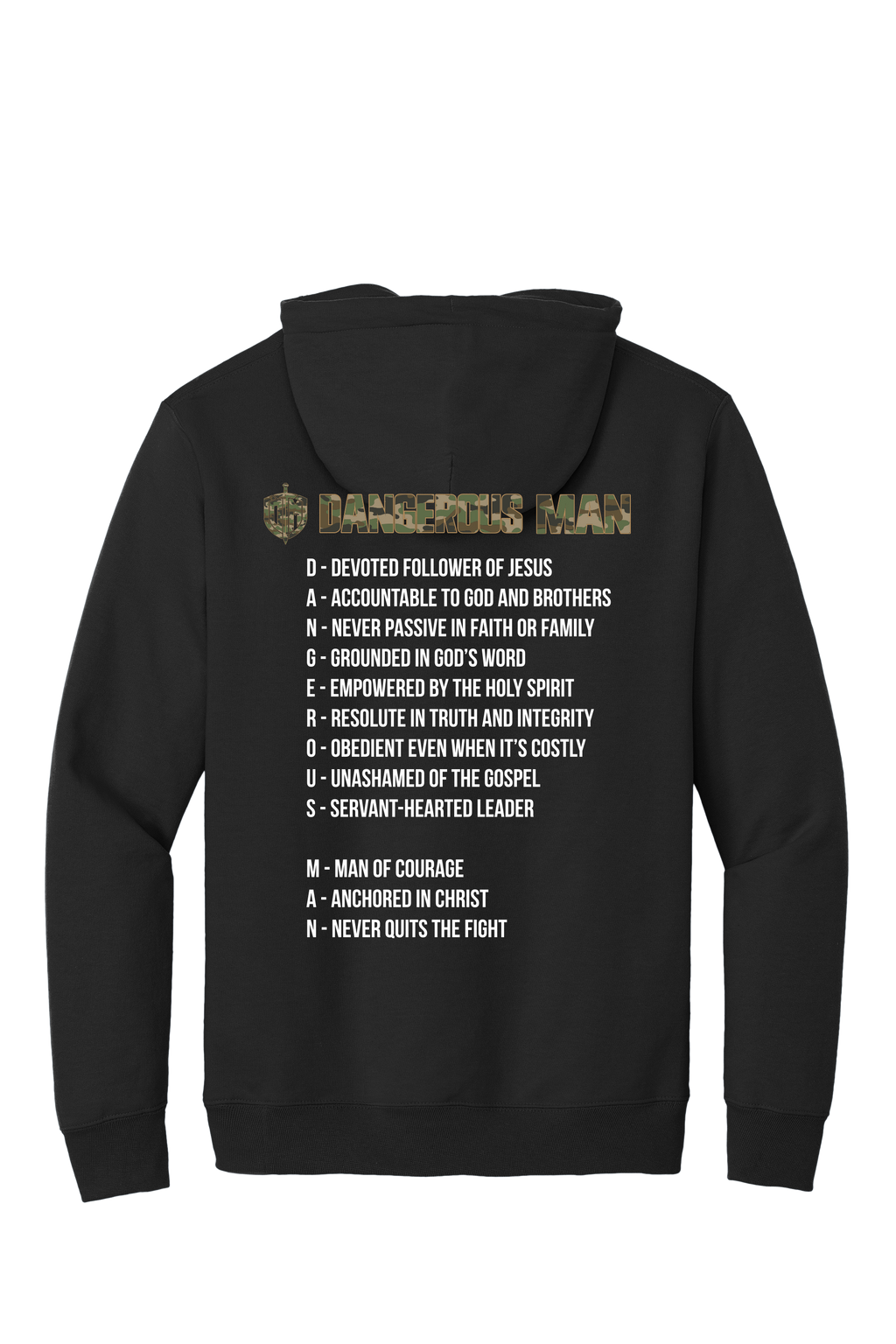 Hoodie Black w/ Camo Acrostic
