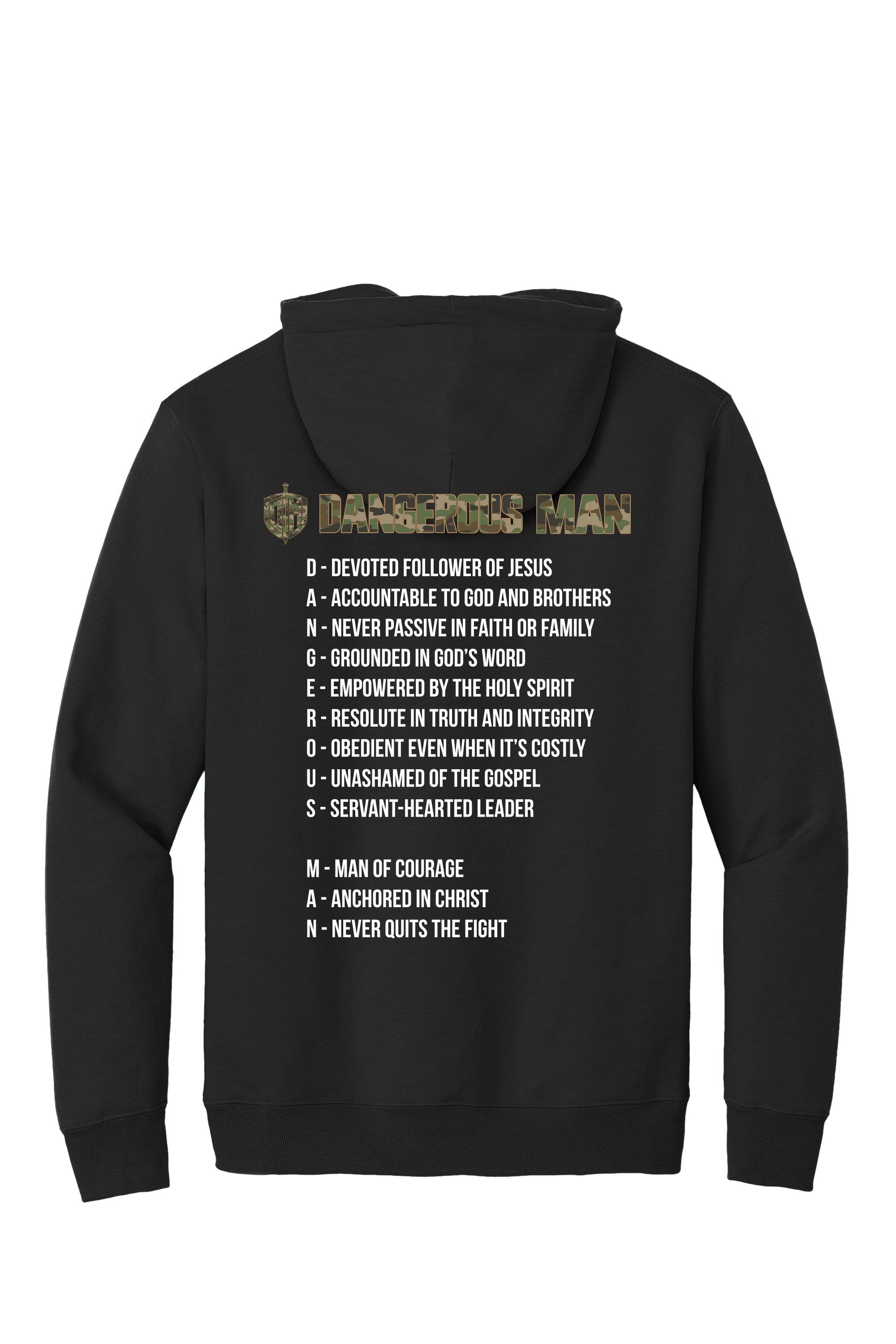 Hoodie Black w/ Camo Acrostic