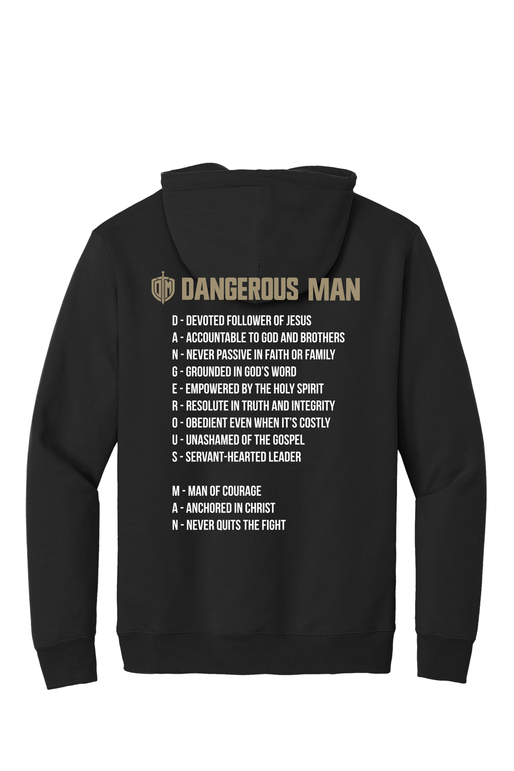 Hoodie Black w/ Tan Acrostic