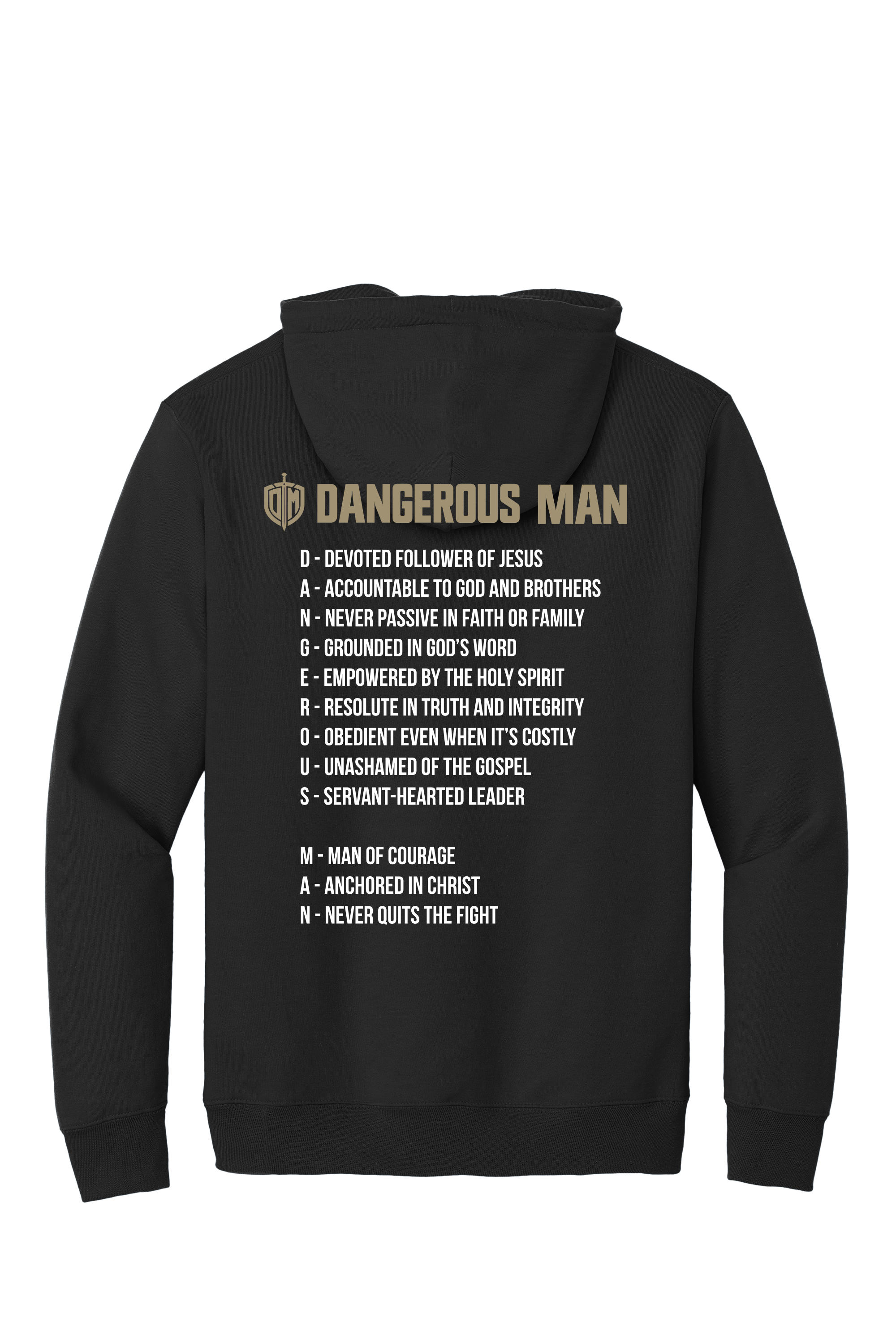 Hoodie Black w/ Tan Acrostic