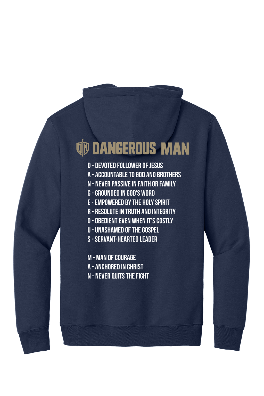 Hoodie Navy w/ Tan Acrostic
