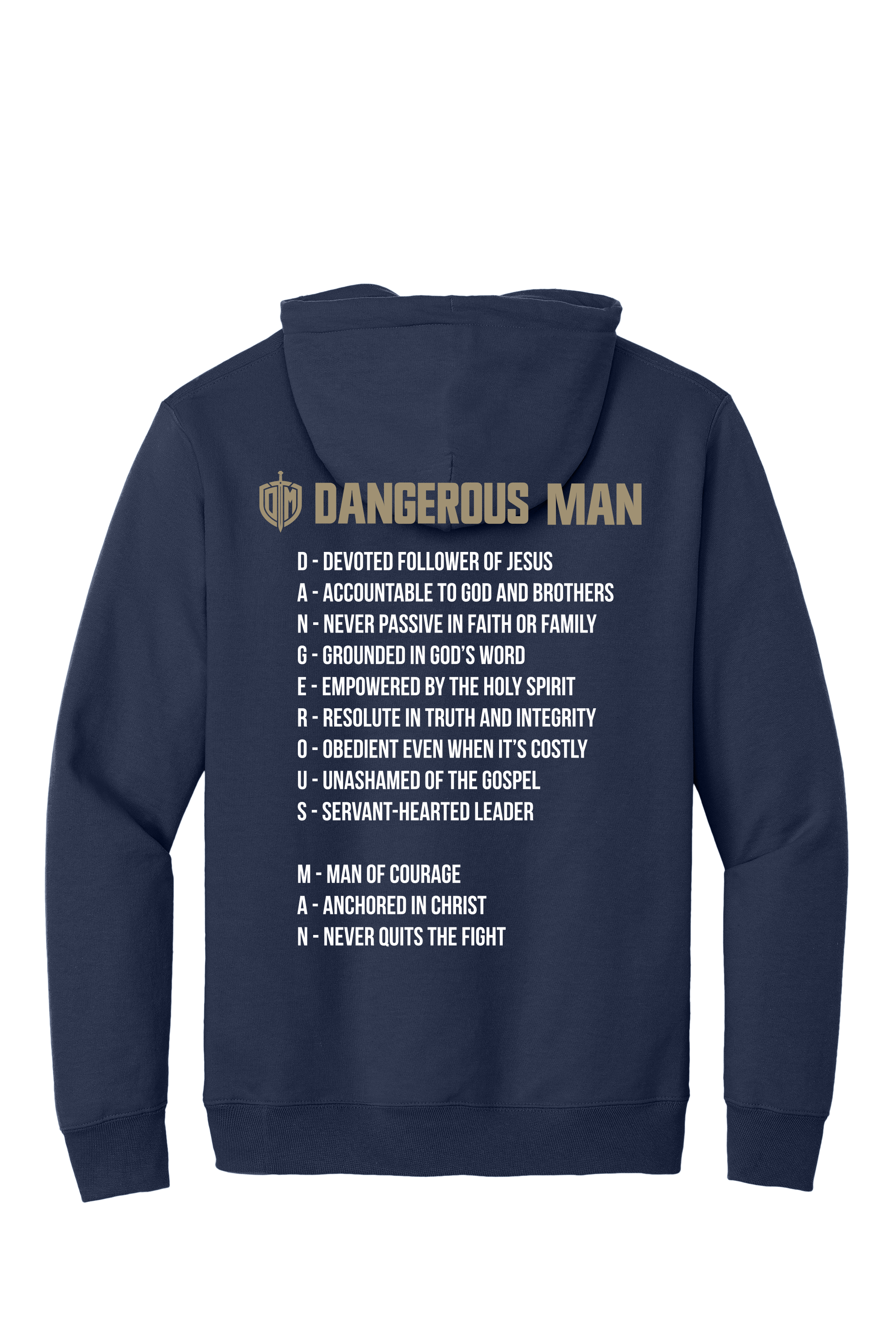 Hoodie Navy w/ Tan Acrostic