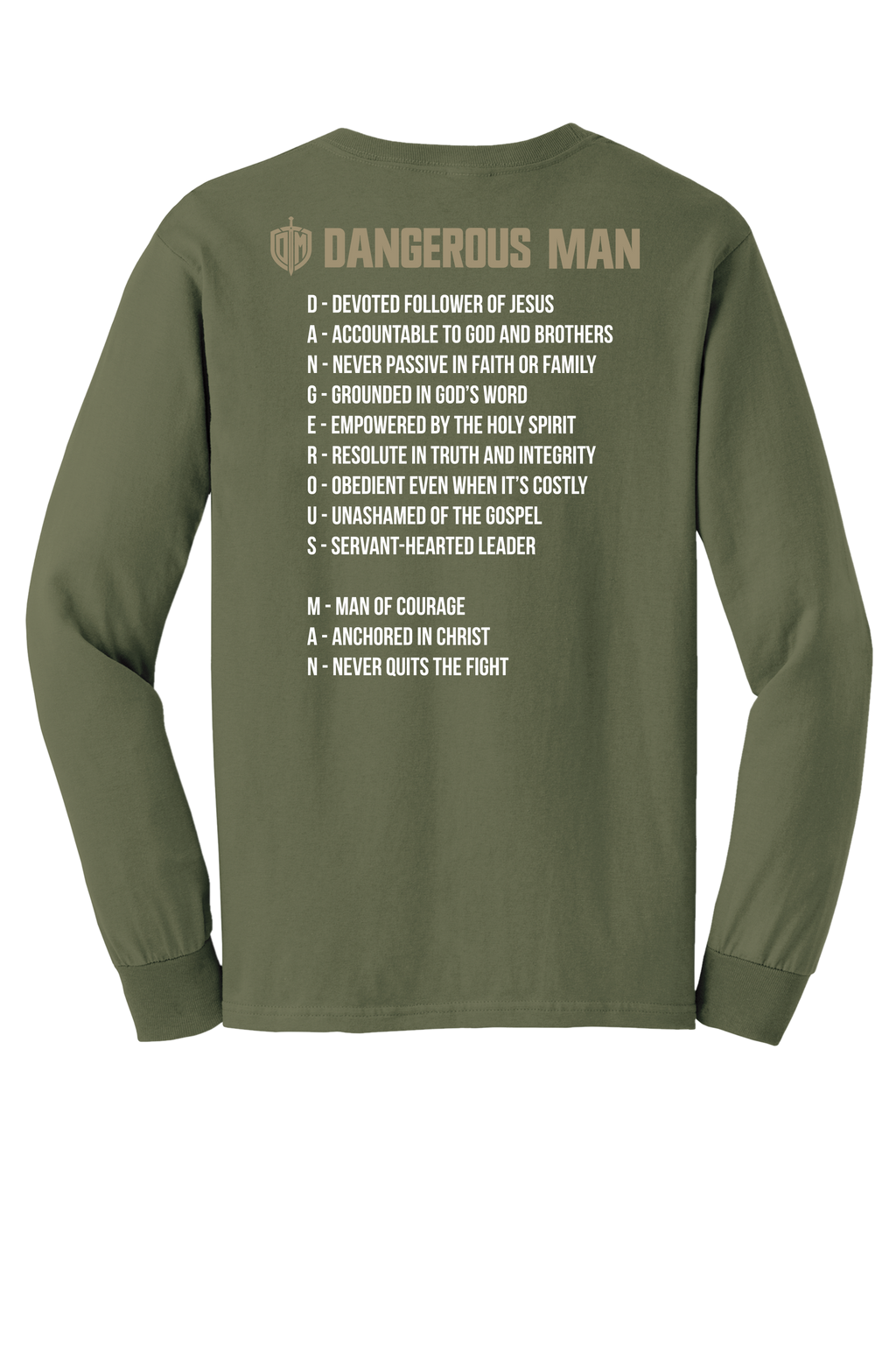 DM Military Green L/S Tan Acrostic T-shirt