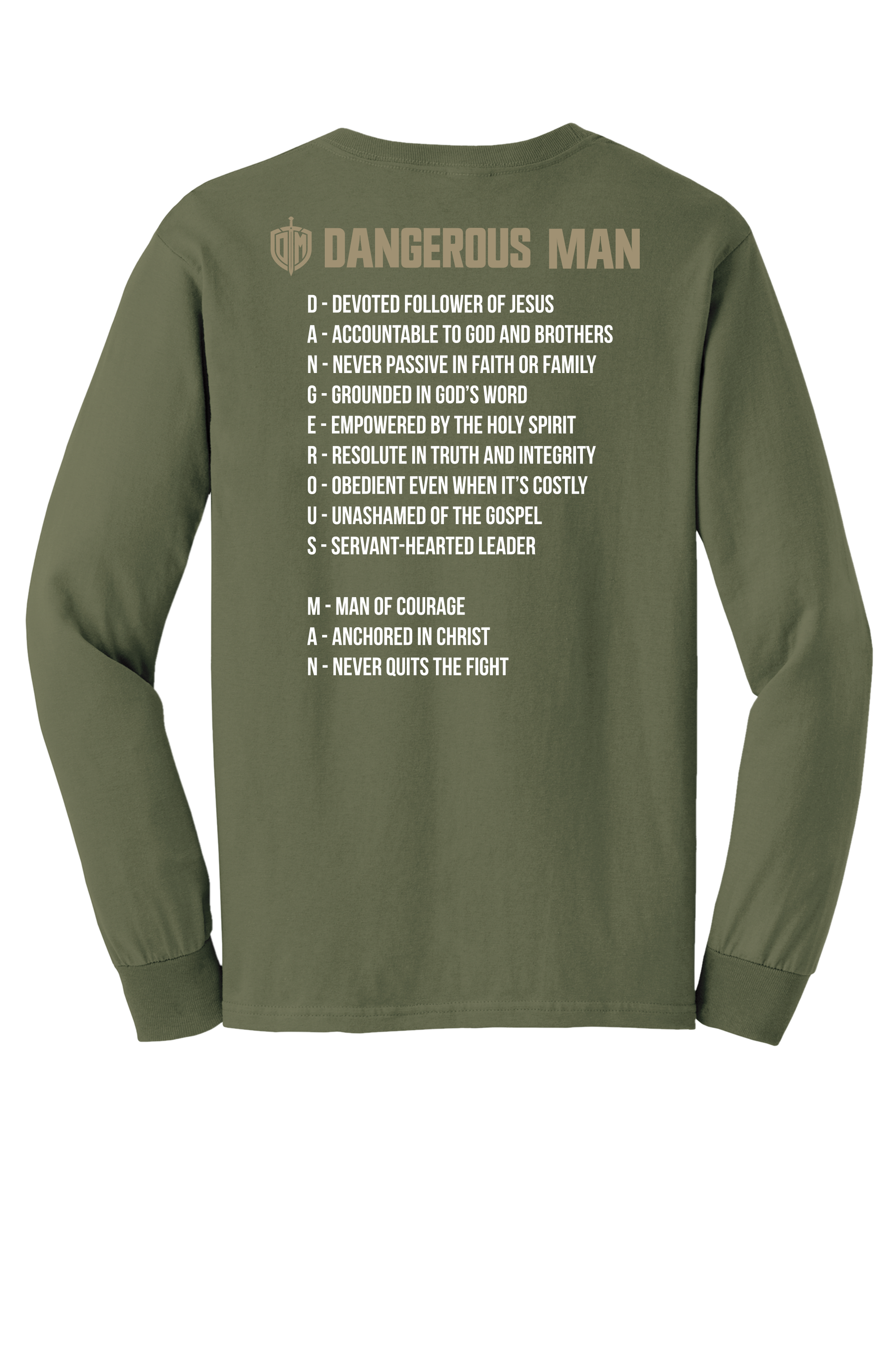 DM Military Green L/S Tan Acrostic T-shirt
