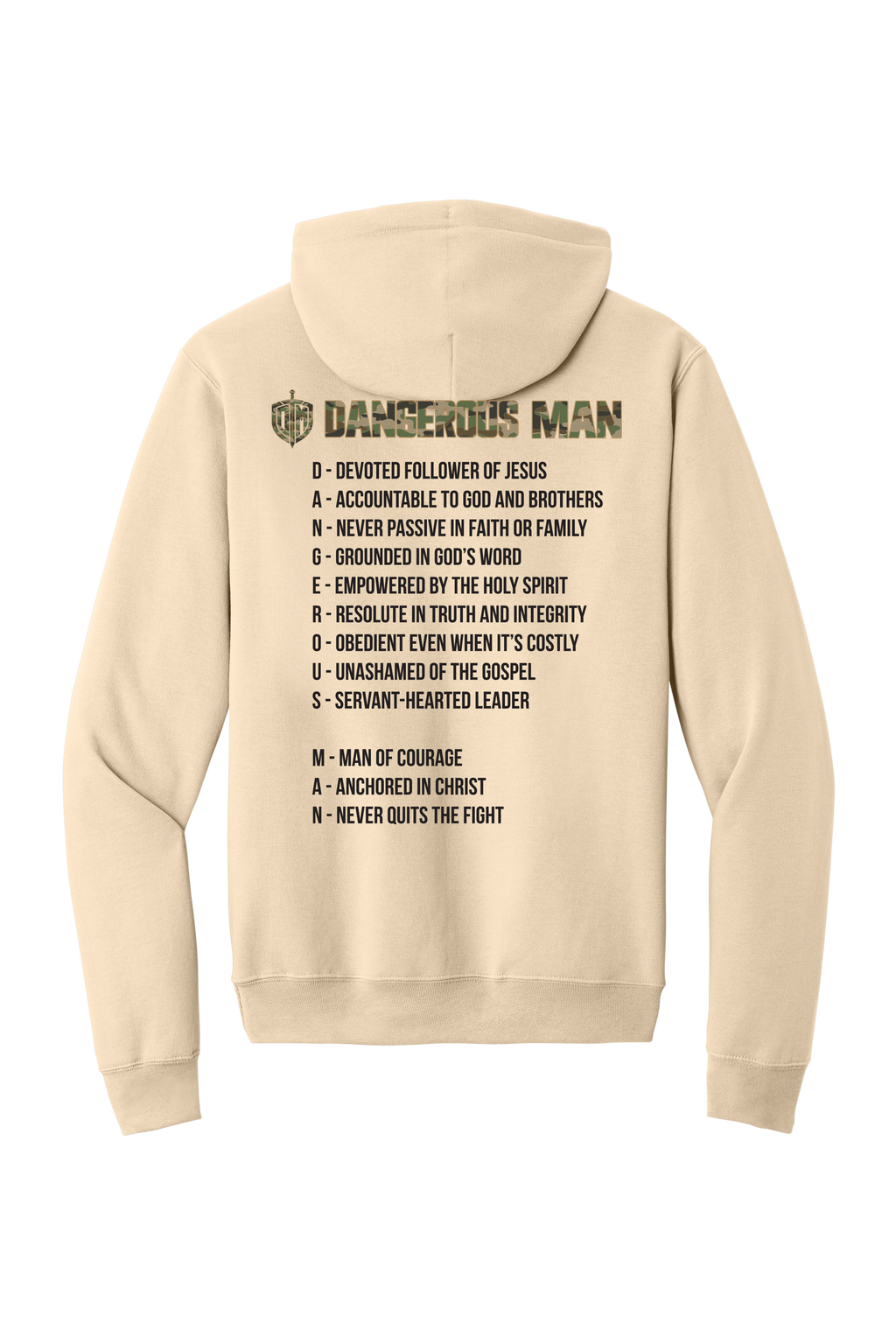 Hoodie Creme w/ Camo Acrostic