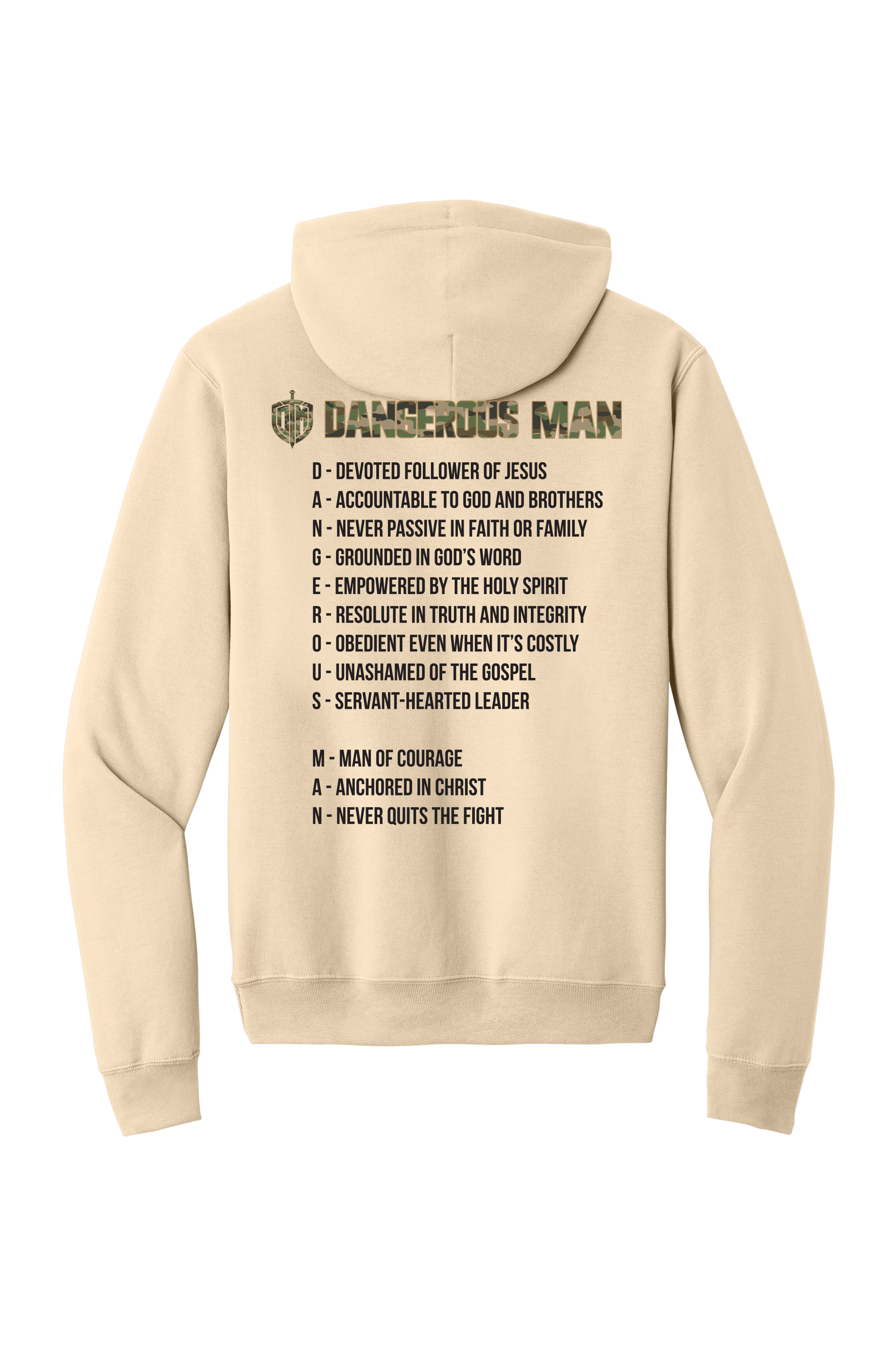 Hoodie Creme w/ Camo Acrostic