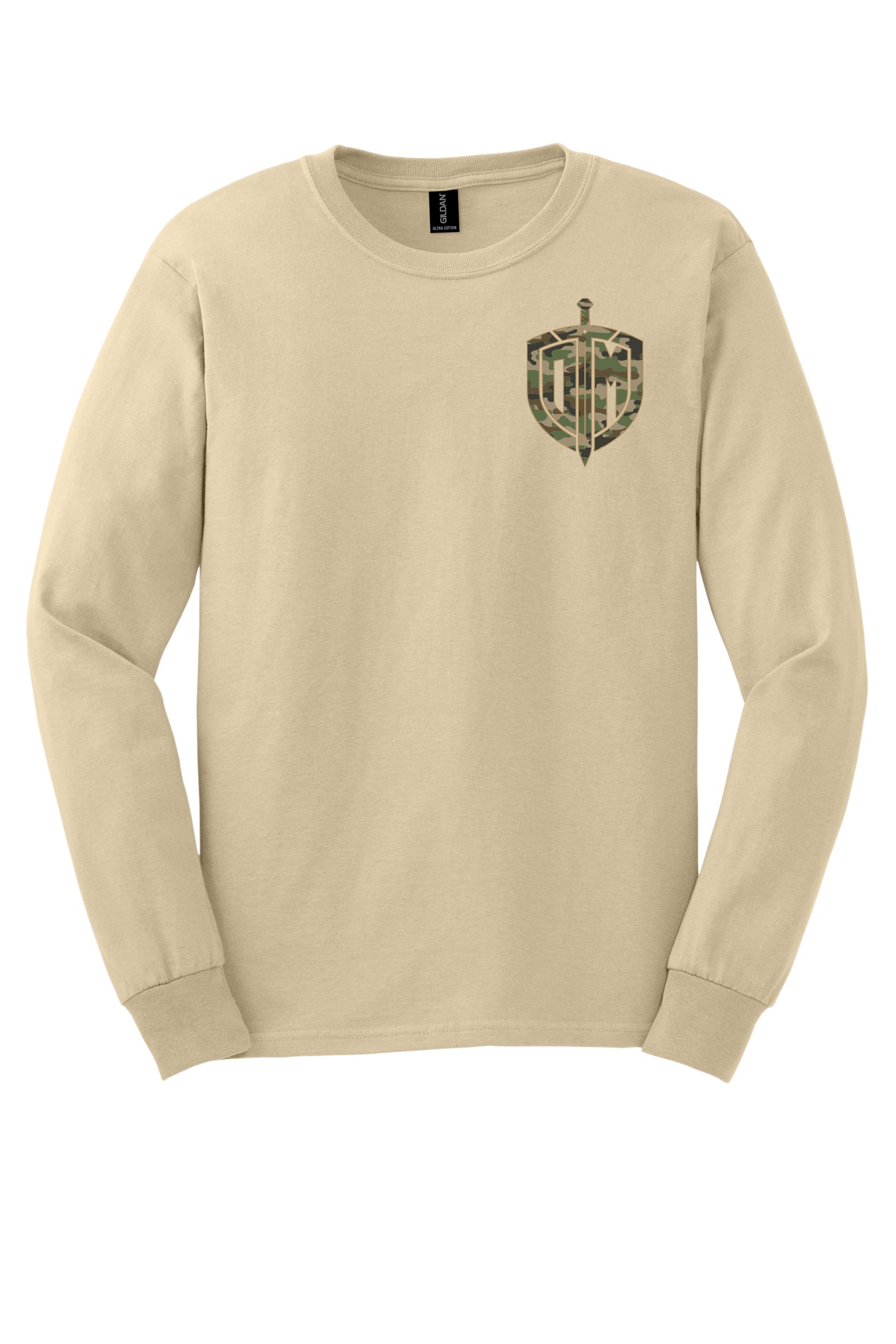 DM Sand L/S Tee w/ Camo Shield Front Only